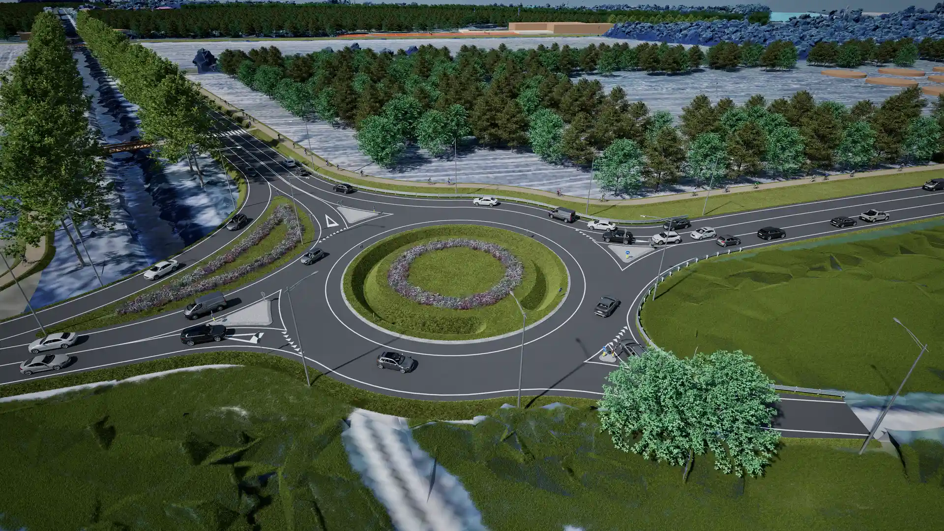 Opere di urbanizzazione nuovo campeggio Eraclea Valle Ossi. Rotatoria R1. E-Farm Ingegneria